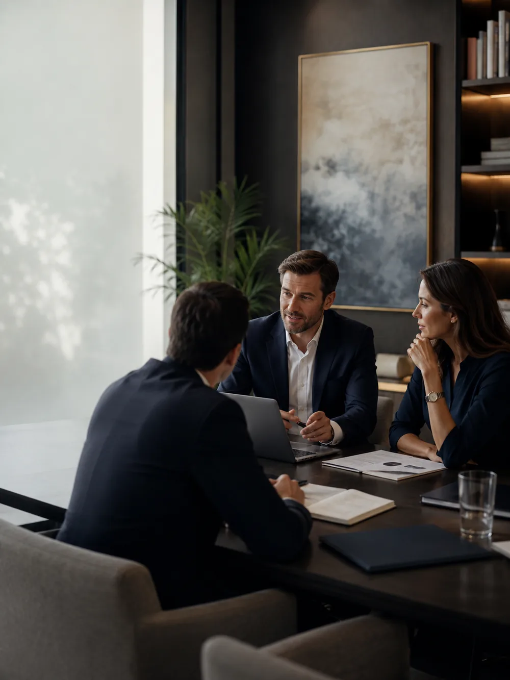 USIG Advisory team reviewing documents before a client call